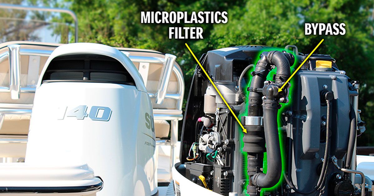 Microplastic filter for outboard engines